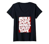 Mujer Granate Rojo Borgoña Dope Moves Daily Burdeos Gráfico Camiseta Cuello V