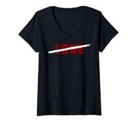 Mujer Granate Rojo Borgoña NO Love Granate Rojo Burdeos Gráfico Camiseta Cuello V