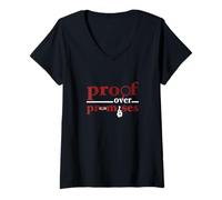 Mujer Granate Rojo Borgoña Proof Over Promises Burdeos Gráfico Camiseta Cuello V