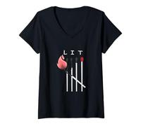 Mujer Granate Rojo Borgoña You Know It's LIT Granate Red Camiseta Cuello V