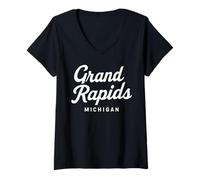 Mujer Grand Rapids Míchigan 616 Condado de Kent Wyoming Holanda Lagos Camiseta Cuello V
