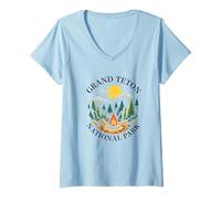 Mujer Grand Teton Parque Nacional Recuerdo Recordatorio Mujeres Hombres Niño Camiseta Cuello V