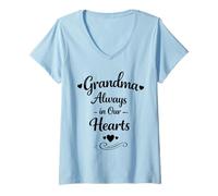 Mujer Grandma Always In Our Hearts Día de la Madre - Proud Grandma Camiseta Cuello V