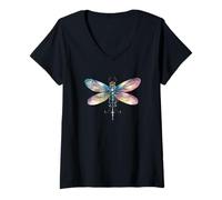 Mujer Grandma Dragonfly Watercolor Graphic For Biology Teacher Camiseta Cuello V