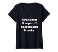Mujer Grandma Keeper Of Secrets And Snacks Funny Saying Camiseta Cuello V