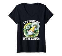 Mujer Grandma Life Is Better In The Garden With Dandelion Wishes Camiseta Cuello V