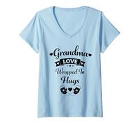Mujer Grandma Love Wrapped In Hugs - Orgullosa Familia Amorosa Abuela Camiseta Cuello V