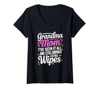Mujer Grandma MOM I VE Seen IT All and I Still Brought Extra Wipes Camiseta Cuello V