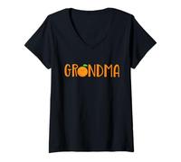 Mujer Grandma of The Little Cutie Baby Shower Naranja 1er Cumpleaños Camiseta Cuello V