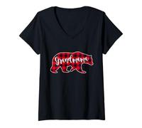 Mujer Grandmama Bear Red Buffalo Check Plaid Divertido Regalo para Abuela Camiseta Cuello V