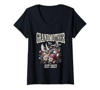 Mujer Grandmother EST 2027 Nuevo Embarazo bebé revelar Abuela Camiseta Cuello V