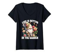 Mujer Grandpa Life Is Better In The Garden Gnome For Gardening Mom Camiseta Cuello V