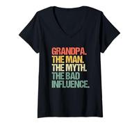 Mujer Grandpa: The Man The Myth The Bad Influence - Funny Grandpa Camiseta Cuello V
