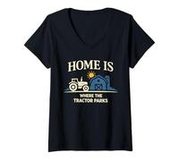 Mujer Granja Esposa Tractor Heartbeat País Esposa Rural Mamá Vida Camiseta Cuello V