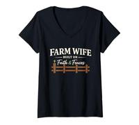 Mujer Granja Esposa Tractor Heartbeat País Esposa Rural Mamá Vida Camiseta Cuello V
