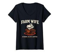 Mujer Granja Esposa Tractor Heartbeat País Esposa Rural Mamá Vida Camiseta Cuello V