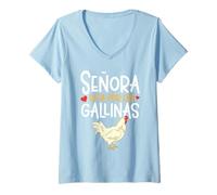 Mujer Granjera Mujer Chica Amante De Los Animales Granja Gallina Camiseta Cuello V