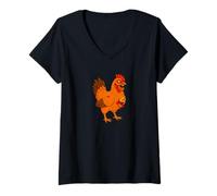 Mujer Granjero de Granja de Gallo de Pollo Zombi - Muertos vivientes susto Boo Spook Camiseta Cuello V