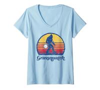 Mujer Grassquatch! Funny Bigfoot & Banjo Bluegrass Sasquatch Shirt Camiseta Cuello V