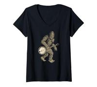 Mujer Grassquatch! Vintage Bigfoot & Bluegrass Banjo Music Camiseta Cuello V