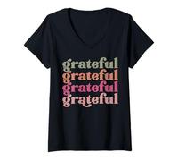 Mujer Grateful Men Women Favorite Adjetives Funny Sassy Fun Word Camiseta Cuello V