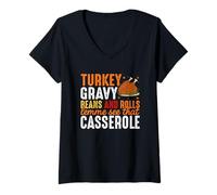 Mujer Gravy De Pavo Y Rollos Déjame Ver Esa Cazuela Camiseta Cuello V