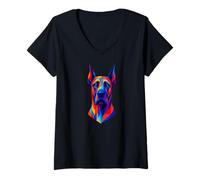 Mujer Great-Dane-Dog Raza de Perro Pop-Art Perros Camiseta Cuello V