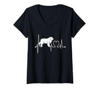 Mujer Great Pyrenees Dog Heartbeat ECG Funny My Dogs Are My Cardio Camiseta Cuello V