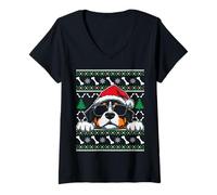 Mujer Greater Swiss Mountain Dog Navidad Holiday Pet Lover Camiseta Cuello V