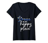 Mujer Greece Is My Happy Place Greece Greek Flag Pride Camiseta Cuello V