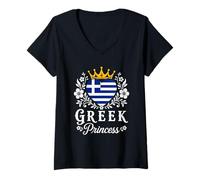 Mujer Greek Princess Greece Flag Proud Gr irl Camiseta Cuello V
