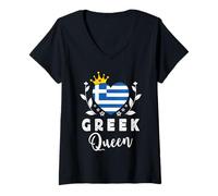 Mujer Greek Queen Greece Flag Proud Greek Woman Camiseta Cuello V