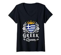 Mujer Greek Queen Greece Flag Proud Greek Woman Camiseta Cuello V