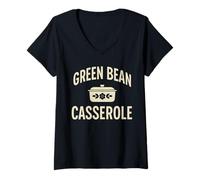 Mujer Green Bean Cazuela Acción de Gracias Cocinar Humor Divertido Dicho Camiseta Cuello V