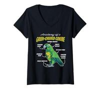 Mujer Green Ch onure Parrot Anatomía De Un Conure De Mejillas Verdes Camiseta Cuello V