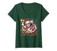Mujer Green Christmas Shih Tzu Accessories For Women Cute Dog Mom Camiseta Cuello V