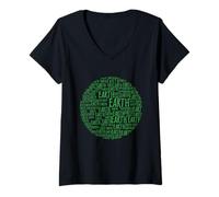 Mujer Green Earth Eco Cambio Climático Protección Ambiental Regalo Camiseta Cuello V