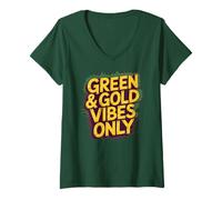 Mujer Green & Gold Vibes Only Torneo Field Day Australia Camiseta Cuello V