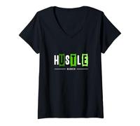 Mujer Green Hustle Harder Green Graphic Camiseta Cuello V