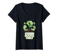 Mujer Green Roots Only Green Tea Eco Fresh Pureza Zen Camiseta Cuello V