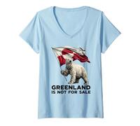 Mujer Greenland Is Not For Sale - Oso Polar de Estados Unidos con Bandera de Dinamarca Groenlandia Camiseta Cuello V