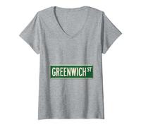 Mujer Greenwich Street NYC - Letrero de calle para hombres, mujeres y niños Camiseta Cuello V