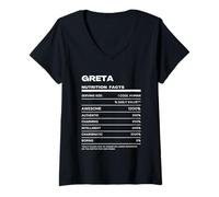 Mujer Greta Datos de Nutrición Nombre Gracioso Camiseta Cuello V