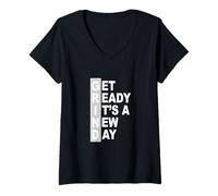 Mujer Grey Get Ready It's A New Day - Grind Grey Graphic Camiseta Cuello V