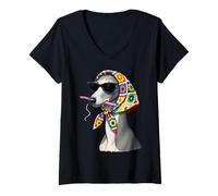 Mujer Greyhound Italian Greyhound Dog Granny - Hilo Cuadrado de Ganchillo Camiseta Cuello V