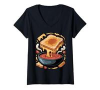 Mujer Grilled Cheese and Tomato Soup Comfort Food Camiseta Cuello V