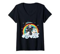 Mujer Grim Reaper Riding Unicorn | Aesthetic Pastel Goth Girls Camiseta Cuello V