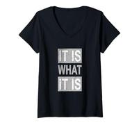 Mujer Gris What It Is Monocromo Color Graphic Camiseta Cuello V