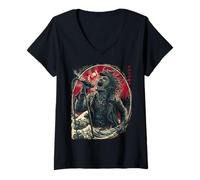 Mujer Gritando Cantante Onda Japonesa Luna Roja Dark Rock Vocal Camiseta Cuello V