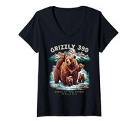 Mujer Grizzly 399 Bear Lovers Reina Del Parque Nacional Tetons Camiseta Cuello V